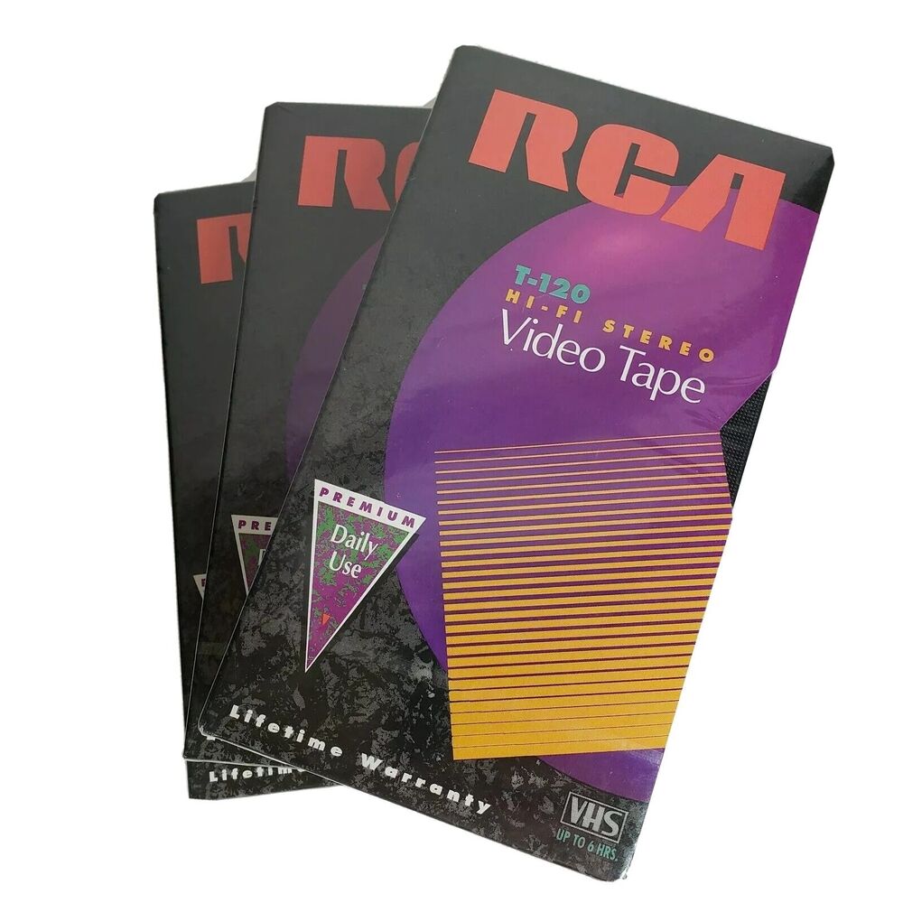 RCA T-120 Hi-Fi Stereo Video Tape Up to 6 Hrs. Lot of 3 Tapes Priority Shipping